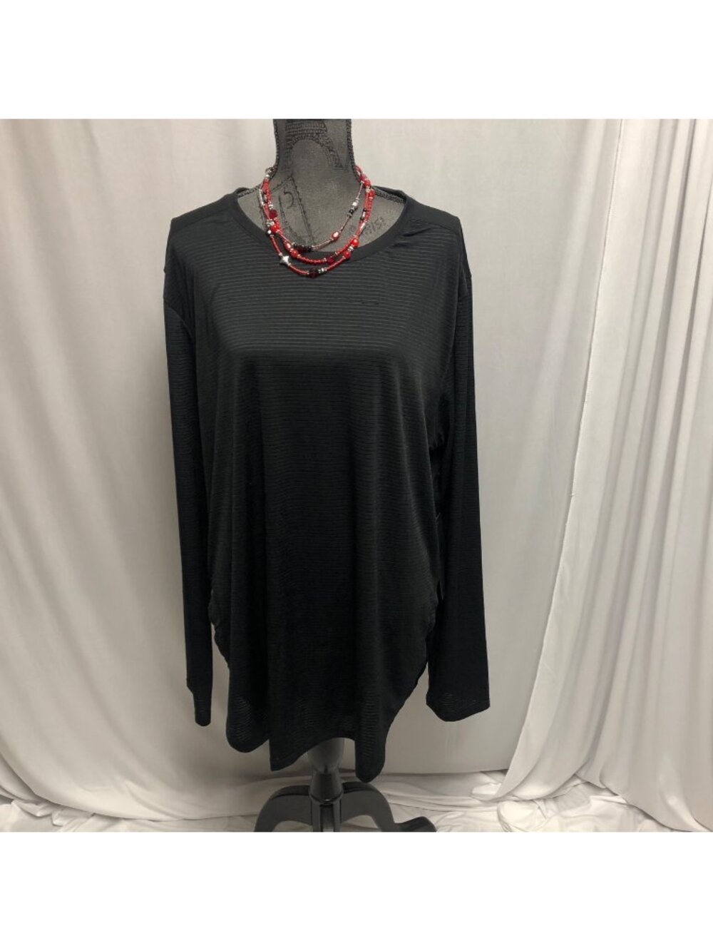 Mono B Sadie Shirt Womens Size 3X Black Ribbed Mesh Lightweight Stretchy Top NEW